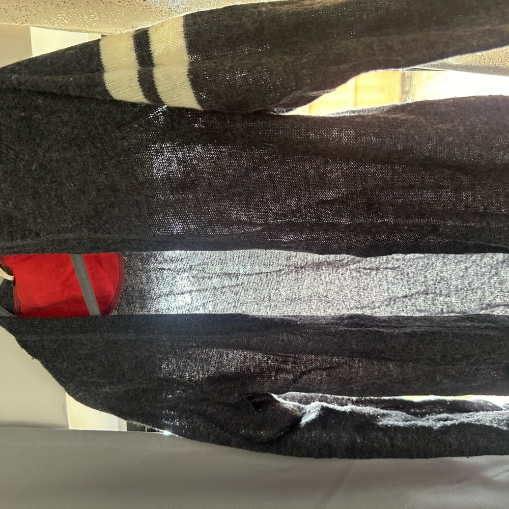 obey cardigan with white stripe arm detail